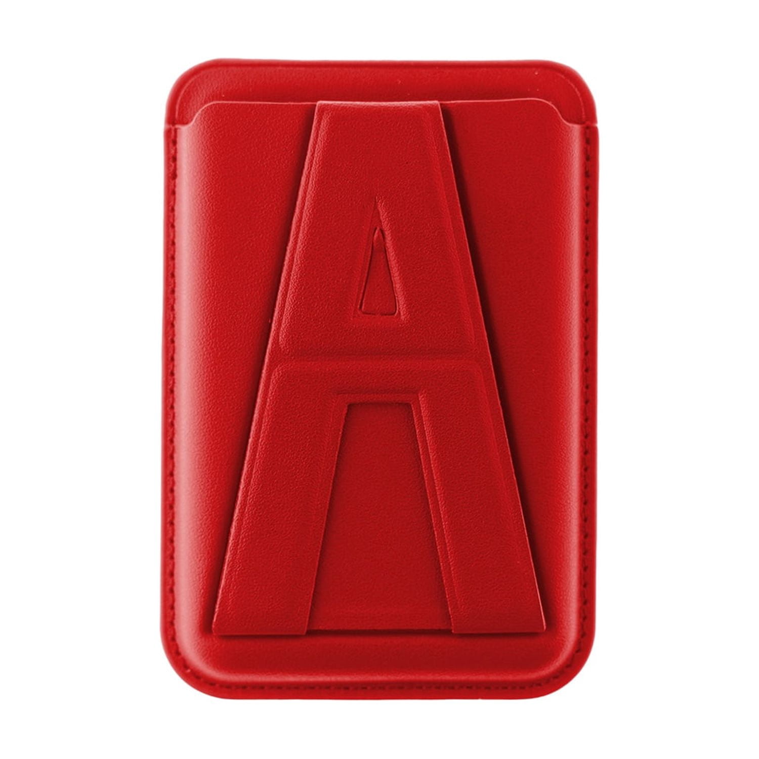 A Design Magnetic Leather Wallet with Integrated Kickstand - Red