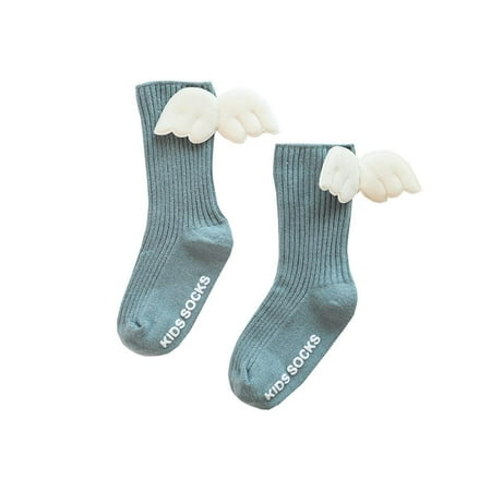 

Baby Girls Knee High Bow Socks Toddler Autumn Winter Angel Wing Combed Cotton Spanish Style Plain Ribbed Non-slip Stockings Green/XS