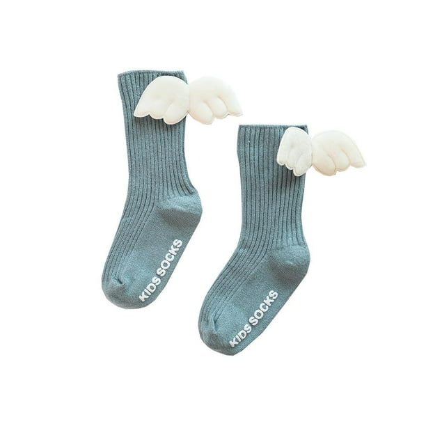 Niñas Bebés Hasta La Rodilla Calcetines Con Lazo Niño Otoño Invierno Ala De Ángel Algodón Peinado Estilo Español Liso Acanalado Medias Antideslizantes Gris / Xs Vogacara AP007375-09