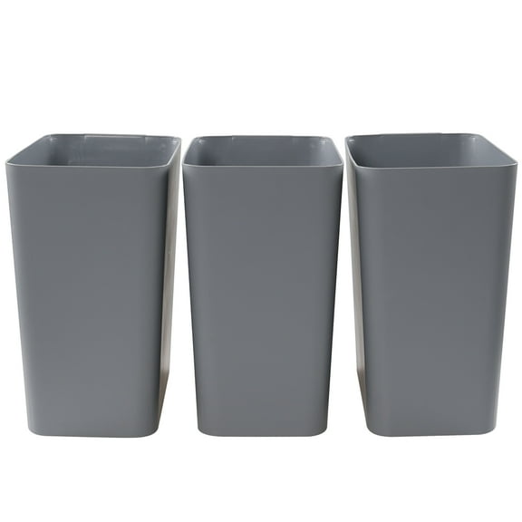 Teyyvn 4.5 Gallon Plastic Wastebasket, Office Trash Can, Gray, 3-Pack