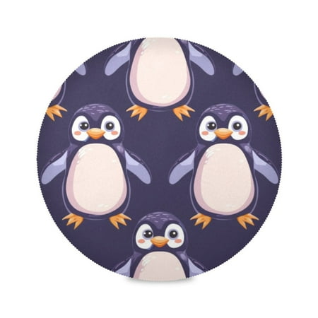 

Round Plate Mat 15.4x15.4 Inchesx6 Placemat Table Mat Kitchen Mat Coffee Mat Fabric Thick Strong Wear-Resistant Heat Resistance Little Purple Penguin