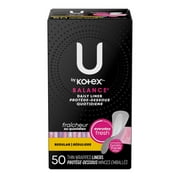 U by Kotex Balance Daily Wrapped Panty Liners, Light Absorbency, Regular Length, 50 Count