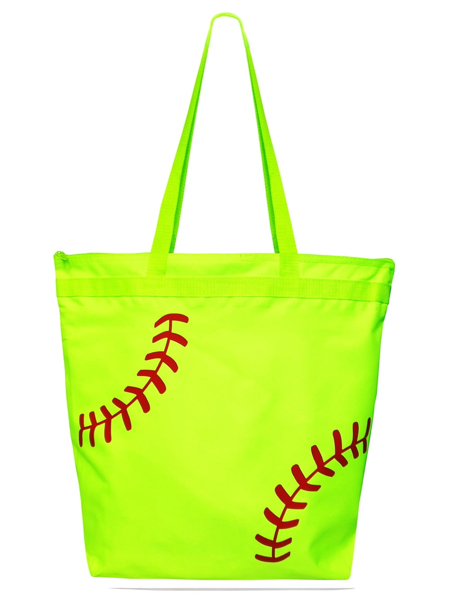 Softball Laces Tote Bag Softball Player Women's Zipper Sports Bag