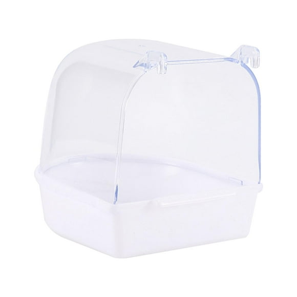 Milaget Caged Parrot Bathing Tub Lovebirds Parakeets Budgerigar Canary Bird Bath Box White