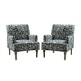 thumbnail image 6 of 14 Karat Home Upholstered Armchairs Set of 2 Accent Chairs Floral Patterns Bedroom Living Room Navy, 6 of 10