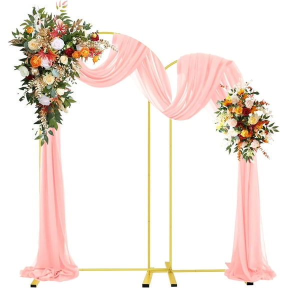 Wedding Arch Backdrop Stand Set of 2 (7.2FT/6FT), Gold Metal Arch Backdrop Stand,Balloon Arch Stand for Wedding Ceremony Baby Shower Outdoor Indoor Birthday Party Graduation Decoration,Gold