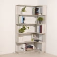 thumbnail image 5 of Leumius 5 Tier Freestanding Bookshelf,Wooden L-Shaped Corner Bookcase with Anti-drop Panel and Anti Tipping Device, Display shelf Open Storage,Light Gray, 5 of 21