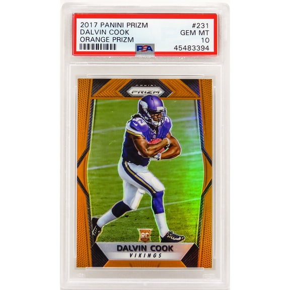 Dalvin Cook (Minnesota Vikings) 2017 Panini Prizm Football #231 Orange Prizm RC Card (#/275) - PSA 10 GEM MINT