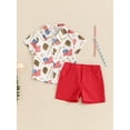 thumbnail image 4 of Hirigin 4th of July Baby Boy Outfits Toddler Flag Baseball Print Short Sleeve Button Down Shirt Top and Shorts Summer Clothes Set, 4 of 8