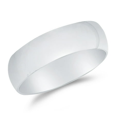 - Mens 14k White Gold Solid 6mm CLASSIC FIT Plain Traditional Wedding Band Ring , Size 8.5
