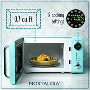 Nostalgia 0.7 cu ft Retro Microwave Oven, 700W Countertop Microwave Oven with LED Display, Aqua