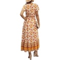 thumbnail image 3 of Robe Maxi Bohème à Manches Courtes Imprimé Floral Col en V Boutons, 3 of 7