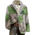 thumbnail image 4 of IWRICH St. Patrick's Day Corduroy Blazer Formen Shamrock Jackets 3D Splicing Printed Colorblock Button Loose Work Sport Coat with Pocket 01-Light Green M, 4 of 4