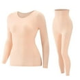 thumbnail image 2 of Feancey 2 Piece Sets Women's Thermal Underwear Set Seamless Slim Fit Long Johns Pajama Base Layer Tops and Bottoms for Cold Weather Beige Free Size, 2 of 3