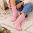thumbnail image 7 of MKOSPLRT Ladies Cozy Mid‑Calf Floor Sleeping Socks Thick Plush Flannel Fleece Winter Thermal House Socks Hot Pink Soft Warm Casual Home Socks Cold Season Daily Wear, 7 of 7