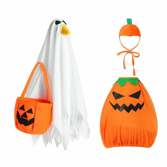 LAMIRO Halloween Goose Outfit Ghost Porch Goose Outfits Yard Goose Clothes Silly Lawn Goose Shirt for 23'' Cement Plastic Goose Duck Decorations Porch Goose Halloween Outfit