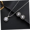 thumbnail image 5 of Aretes De Zirconia Redonda y Collar Plateado Para Mujer Bisutería Elegante Con Cadena Fina Joyería Femenina Delicada Para Fiestas y Uso Diario, 5 of 5