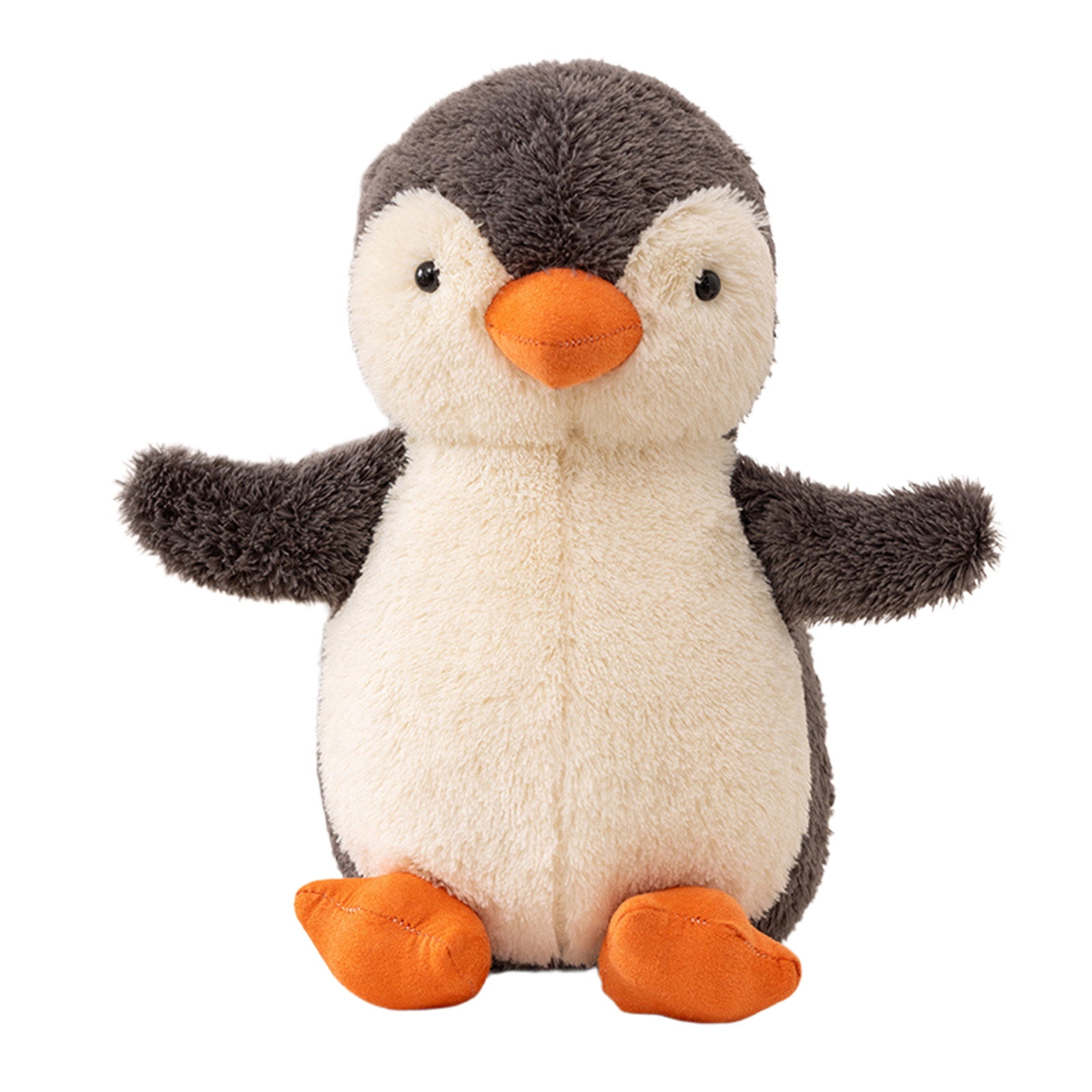Cute Plush Penguin Stuffed Animal Toy - Grey, 11 Inches, With Blue Fish, Soft PP Cotton Fill