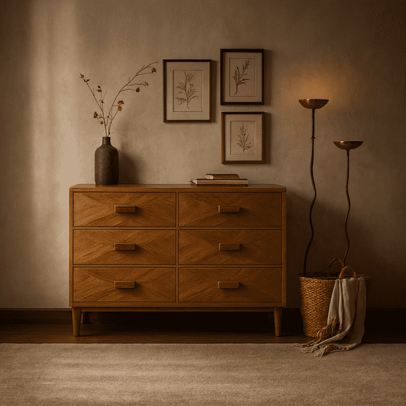 6 Drawers Dresser, Modern Dressers & Chests of Drawers, TV Stand,Light Wood Dresser for Bedroom,Living Room,Hallway