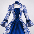 thumbnail image 4 of UPPADA Renaissance Costume for Women Lace up Regency Ball Gowns Long Sleeve Medieval Corset Dresses Ladies Vintage Halloween Costumes,M, 4 of 7