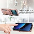 thumbnail image 5 of for Motorola Razr 40 Case, Retro PU Leather Shockproof Protection Phone Case Wallet Built in Credit Card Slots Flip Cover Finger Ring Stand with Long Strap + Short Strap, Rosegold, 5 of 8