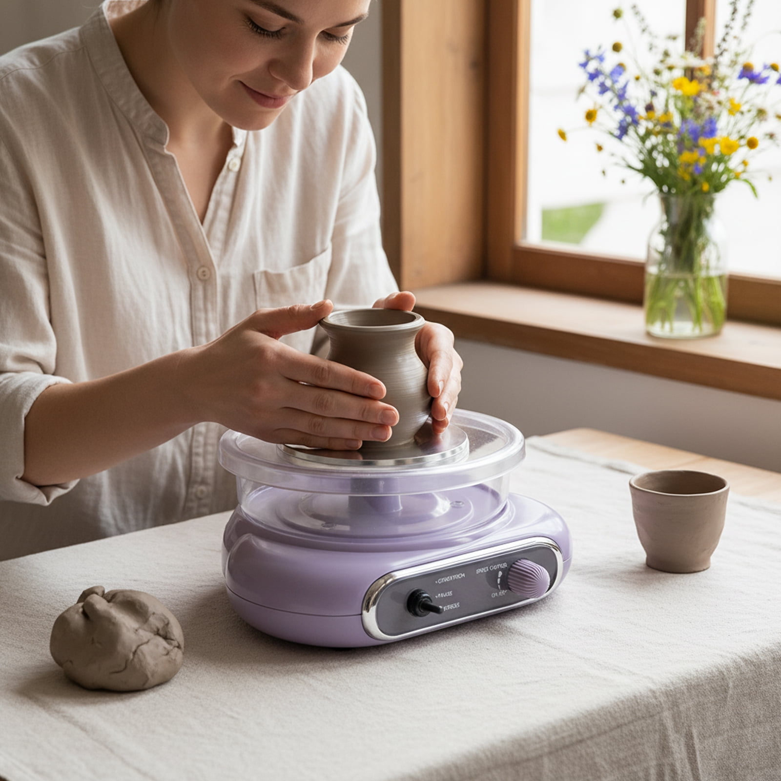 Vintoro Mini Pottery Wheel Machine Kit, Electric Adjustable Speed Pottery Machine, Clay Making Pottery Machine