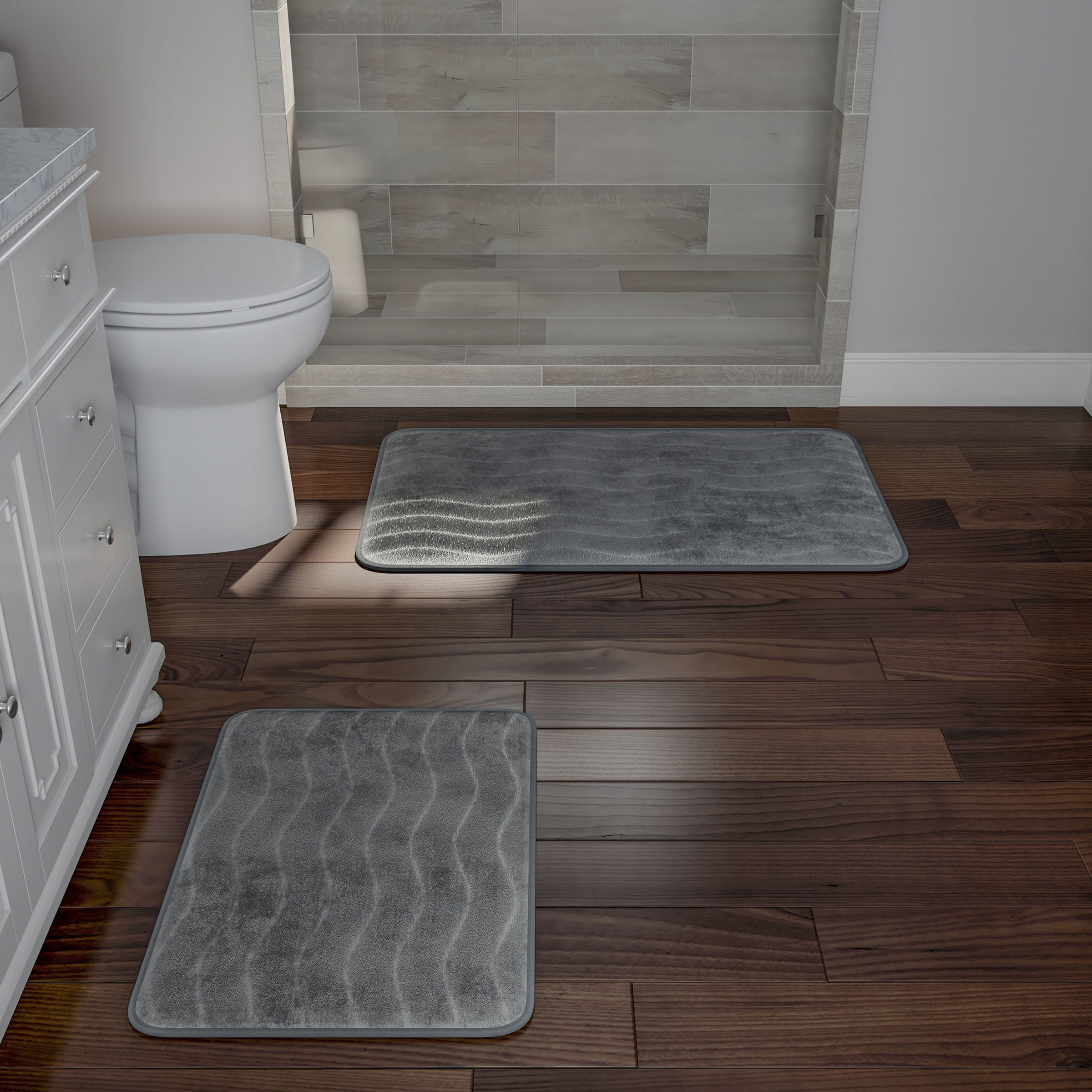 Somerset Home 2 Piece Memory Foam Bath Mat Set - Platinum