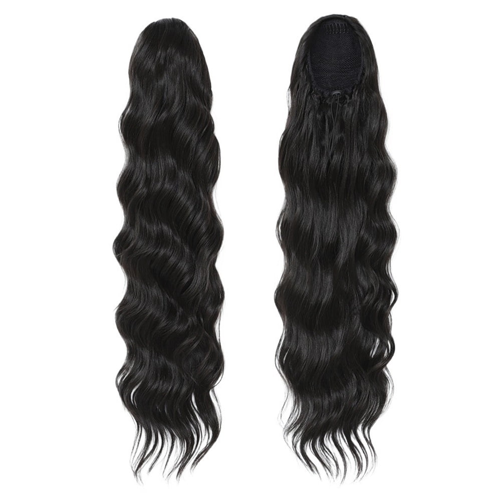 28 Inch Long Loose Deep Wave Pony Tail Synthetic Hair Pieces Drawstring Curly Wavy Ponytail Clip in Hair Extensions