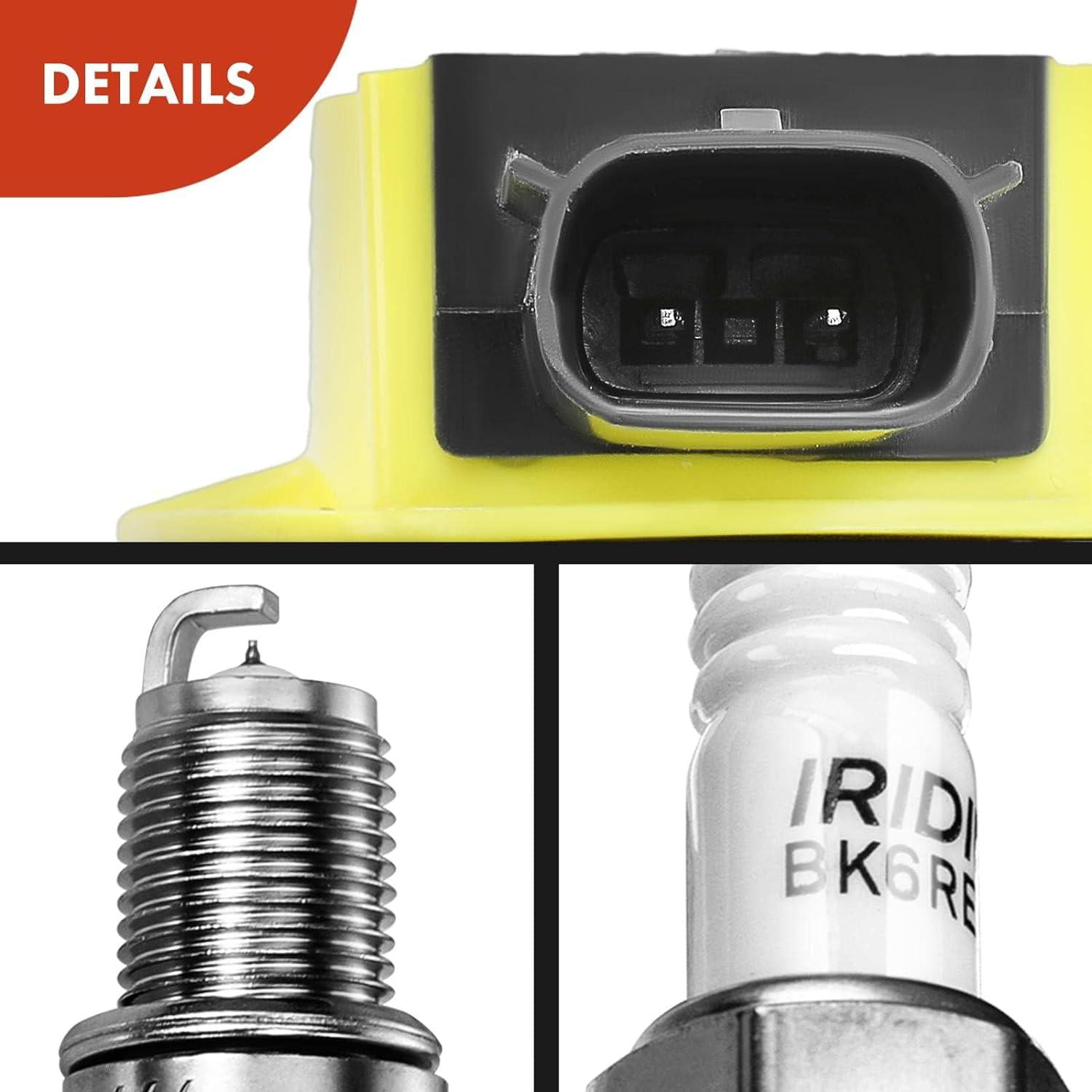 A-Premium (Yellow) Ignition Coils and Spark Plugs Kits Compatible with Ford F-150 2011-2016, Mustang 2011-2015, 5.0L 8-PC Set