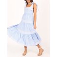 thumbnail image 3 of Women Long Dress Stripe Tie-Up Shoulder Straps Sleeveless Dress Summer Casual Cami Dress, 3 of 8