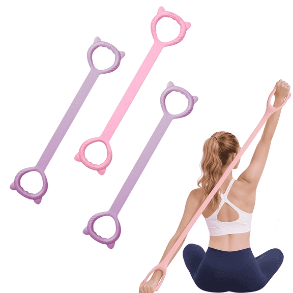 3 Pack Resistance Bands with Handles, Figure 8 Resistance Band Set, 20 lb Each, 2 Purple and 1 Pink, Stretch Bands for Working Out, Pilates, Yoga, Arms, Shoulder, Back and Legs