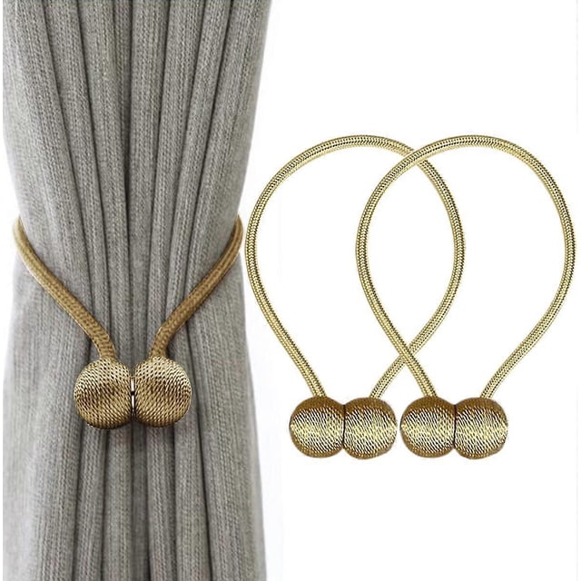 Window Curtain Tiebacks Clips VS Strong Magnetic Tie Band Home Office Decorative Drapes Weave Holdbacks Holders European Style 1 Pair (gold)