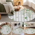 thumbnail image 5 of Round Rug 5Ft Washable Non-Slip, Watercolor Floral Circle Area Rugs for Living Room Bedroom, Spring Flowers Birds Plants Gray Plaid Indoor Floor Mats Carpet Runner for Home Decor Aesthetic, 5 of 8