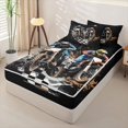 thumbnail image 2 of Manfei Motorcycle Riders Zipper Full Size Comforter Sets with Fitted Sheet and 2 Pillowcases,Checkered Flag Zipper Bedding Set,Black,Black Reversible,4pcs, 2 of 8