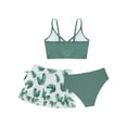 thumbnail image 5 of HULIJA Kids Girls 3Pcs Floral Print Swimsuit Padded Bra Bikini Top with Bottoms Beach Holiday Tankini Green 13-14Y, 5 of 6