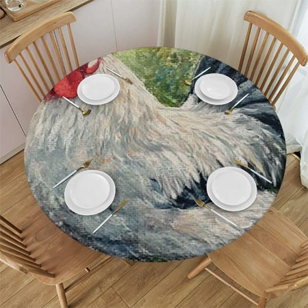 

Xllo0ord Watercolor Farm Bird Rooster Round Fitted Tablecloth Elastic Edge Waterproof Oil-Proof Table Cover Stain-Resistant Table Cloth Fits Round Tables 46 -50