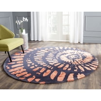 SAFAVIEH Capri Diamond Abstract Wool Area Rug, Steel/Blue, 7' x 7' Round