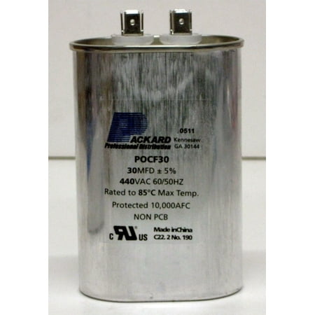 

TitanPro 30-440 TitanPro TOCF30 HVAC Motor Run Oval Capacitor. 30 MFD/UF 440/370 Volts