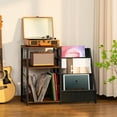 thumbnail image 5 of LELELINKY Record Player Stand w/ Vinyl Storage Turntable Display Stand w/ 3 Shelves Rustic Brown, 5 of 6