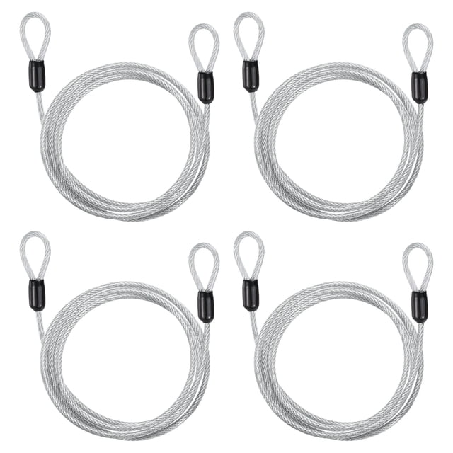 Candado de cable de seguridad Uxcell (1/8" Diámetro, 3.9ft, 110lb) (4 Pcs) Acero inoxidable recubierto de vinilo
