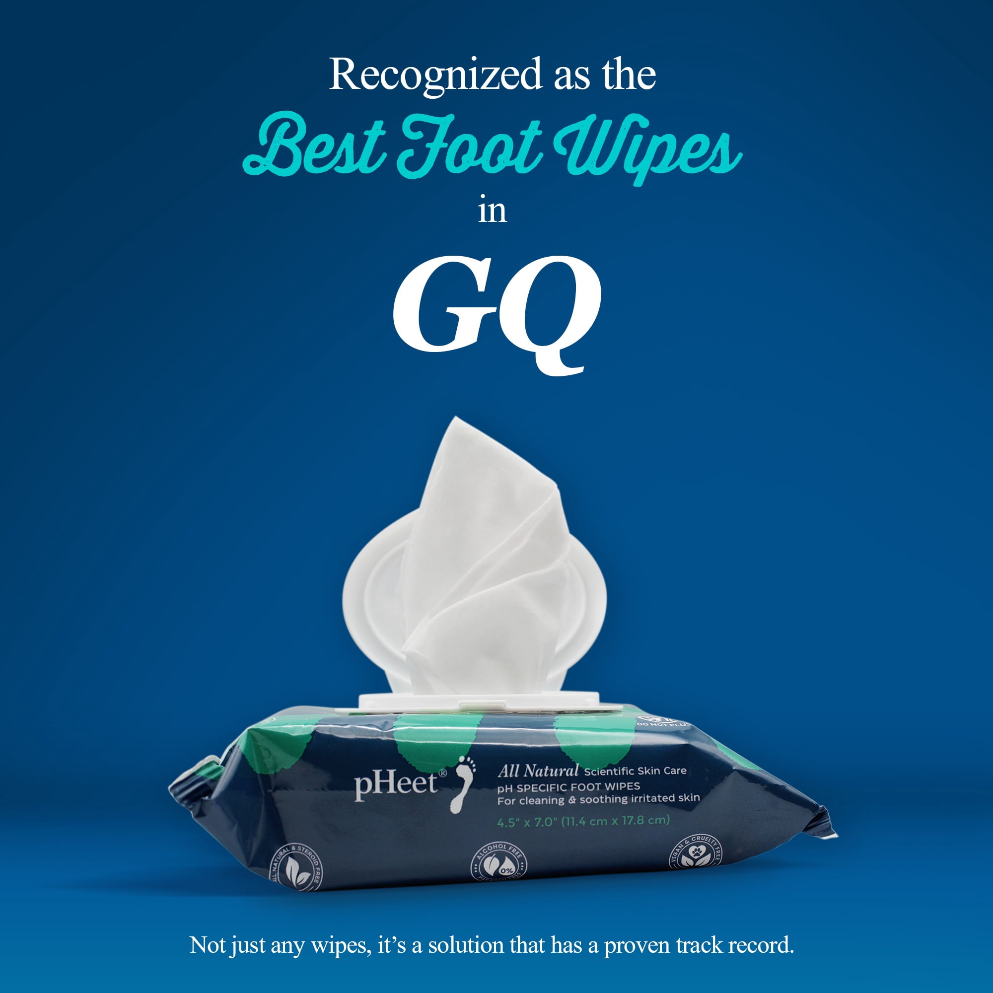 pHeet® Foot Wipes - Stops Burning & Itching, All-Natural, Cleanses, Moisturizes, Improves Dry, Cracked & Flaky Skin 72ct