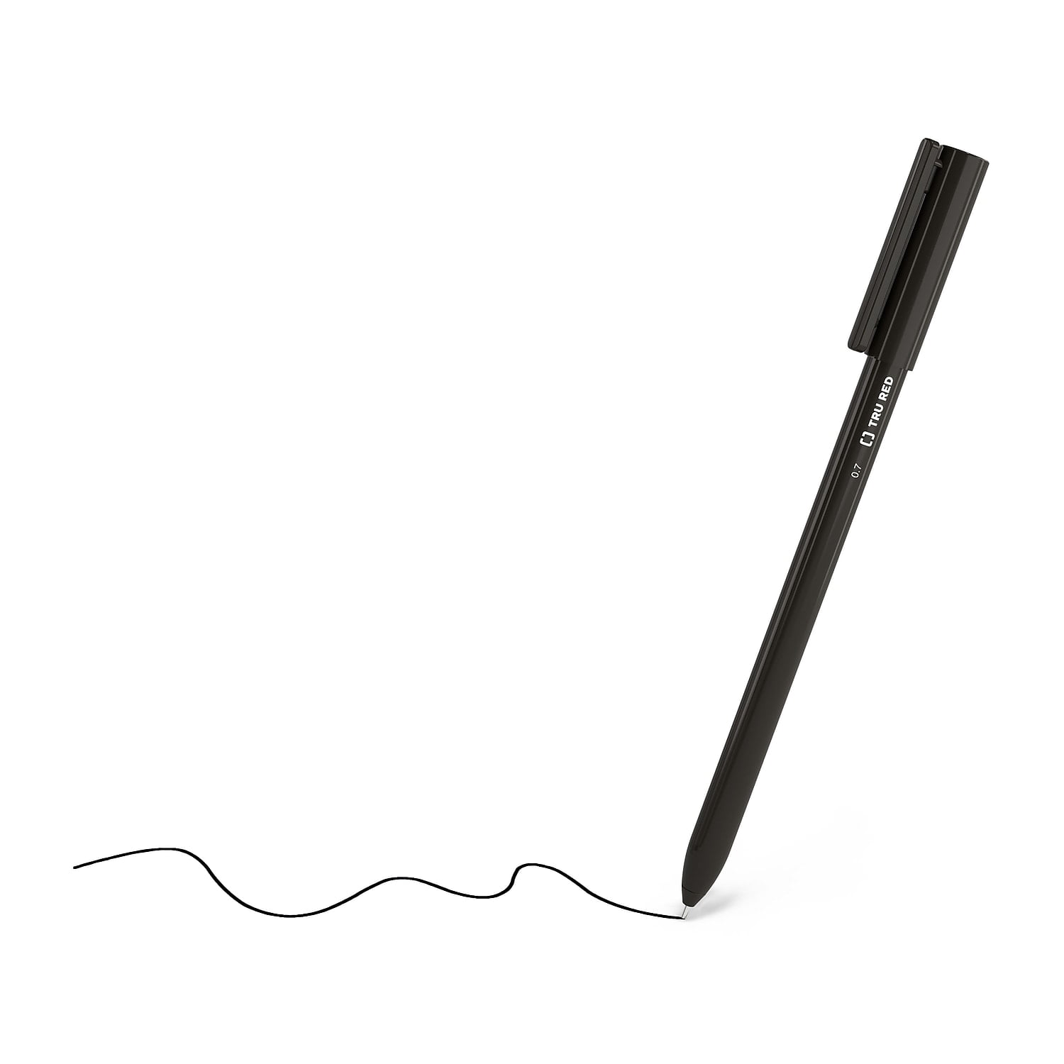 TRU RED Ballpoint Pen Fine Point 0.7mm Black Dozen TR52858 