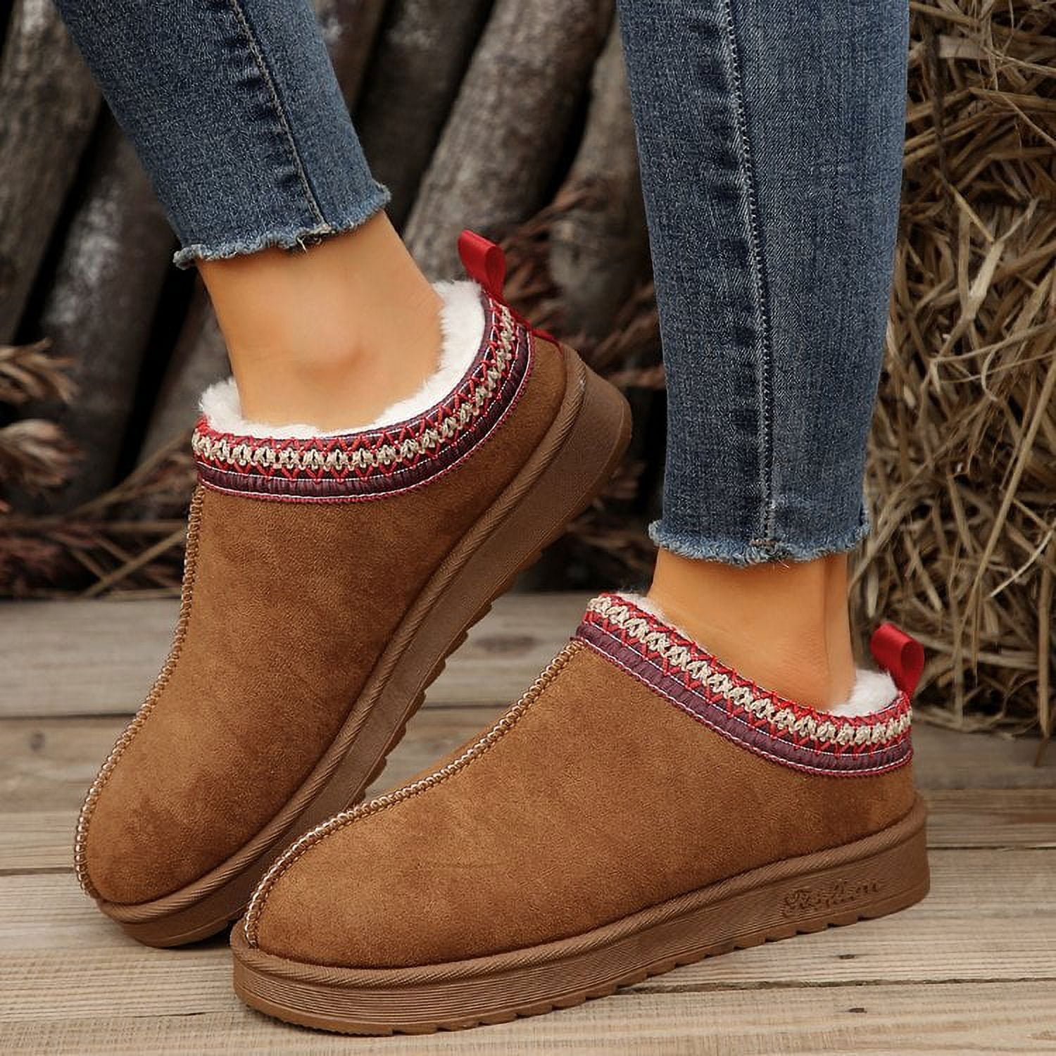 Women's Slippers Platform Mini Boots Short Ankle Boot Fur Fleece Lined  Sneakers House slippers Anti-Slip Boot For Outdoor