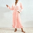 thumbnail image 5 of Plus Size Robes for Women Fleece House Coat Oversized Kimono Women's Sleepwear Spa Womens Bathrobe Pink, 5 of 9
