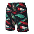 thumbnail image 6 of Uemuo Fishing Lure Pattern Men's Swim Trunks Hawaiian Beach Bathing Suit Swimsuits Beach Quick-Dry Shorts with Pockets-Small, 6 of 9