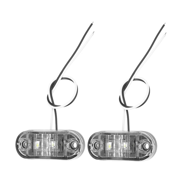Luces de marcador de remolque LED para camiones 24V, ovaladas, de goma, impermeables, blancas, 2 piezas