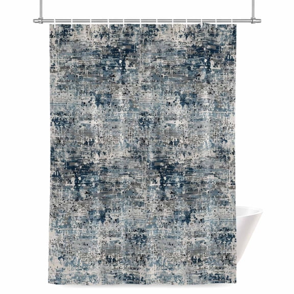Shower Curtains for Bathroom-36"x72",Gradient Grey Navy Blue Waterproof Bath Curtain Grommet Shower Curtain Set with Hooks