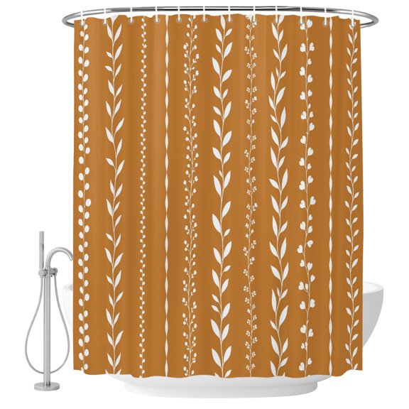72x78 Inch Shower Curtain Modern Simple Lines Bathroom Decor, Waterproof Fabric Bathtub Bath Curtains Decorative Rustic Vertical Stripes Orange Extra Long Shower Curtain Set with Hooks