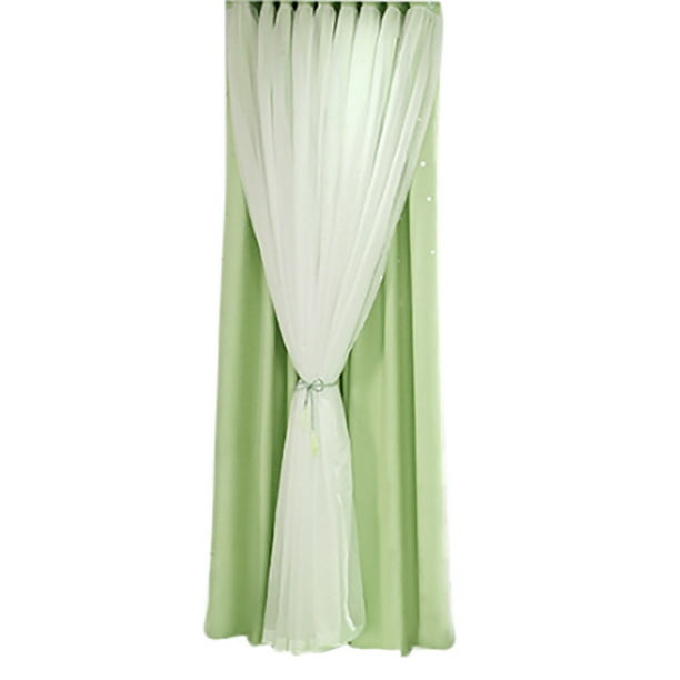 Cortina doble transparente para ventana con estampado de estrellas, voile, para el hogar