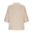 thumbnail image 4 of Olyvenn Vintage Tunic Top for Women Short Sleeve Button Up Henley Shirts Plus Size Solid Color Blouse 2025 Fashion Outfits Khaki M, 4 of 6